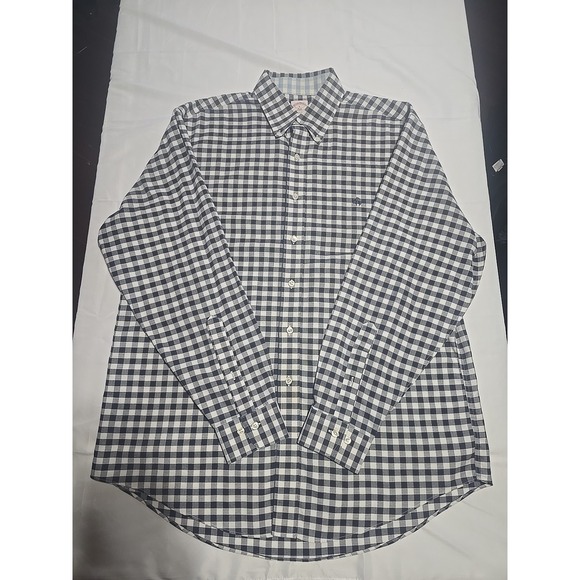 Brooks Brothers Shirt Mens L 346 Blue White Plaid Button Down - Picture 1 of 9